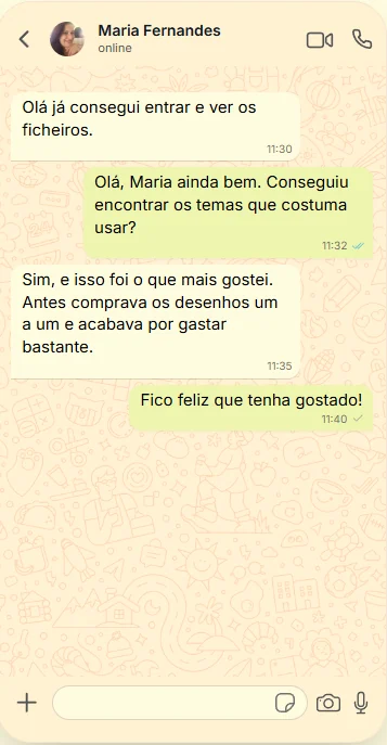Conversa de WhatsApp com a cliente Maria Fernandes